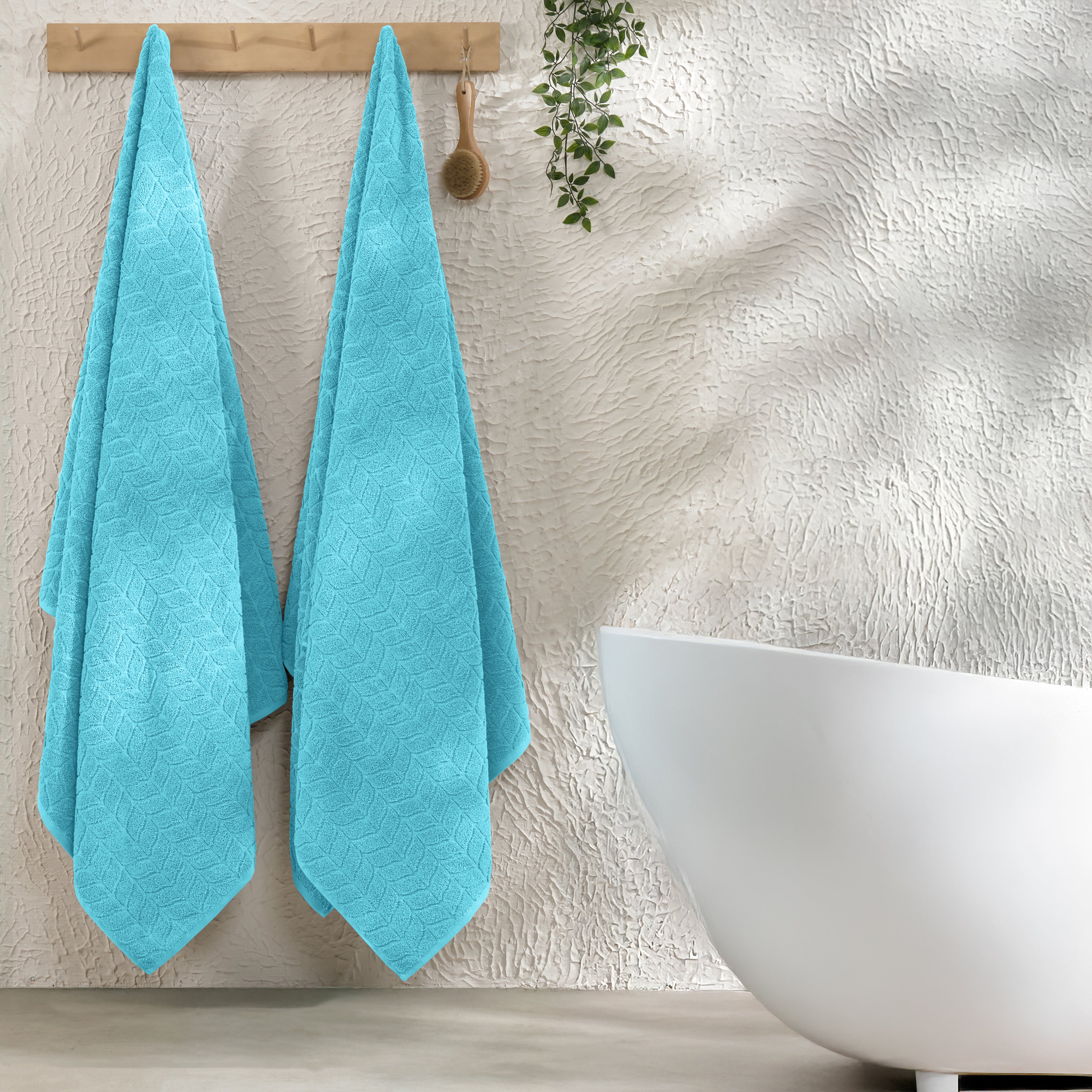 2-Pack Premium Turkish Cotton Braided Bath Towel Set, 27 x 54 inch