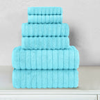 6-Piece Turkish Cotton Corduroy Towel Set, 2 Washcloths, 2 Hand Towels and 2 Bath Towels