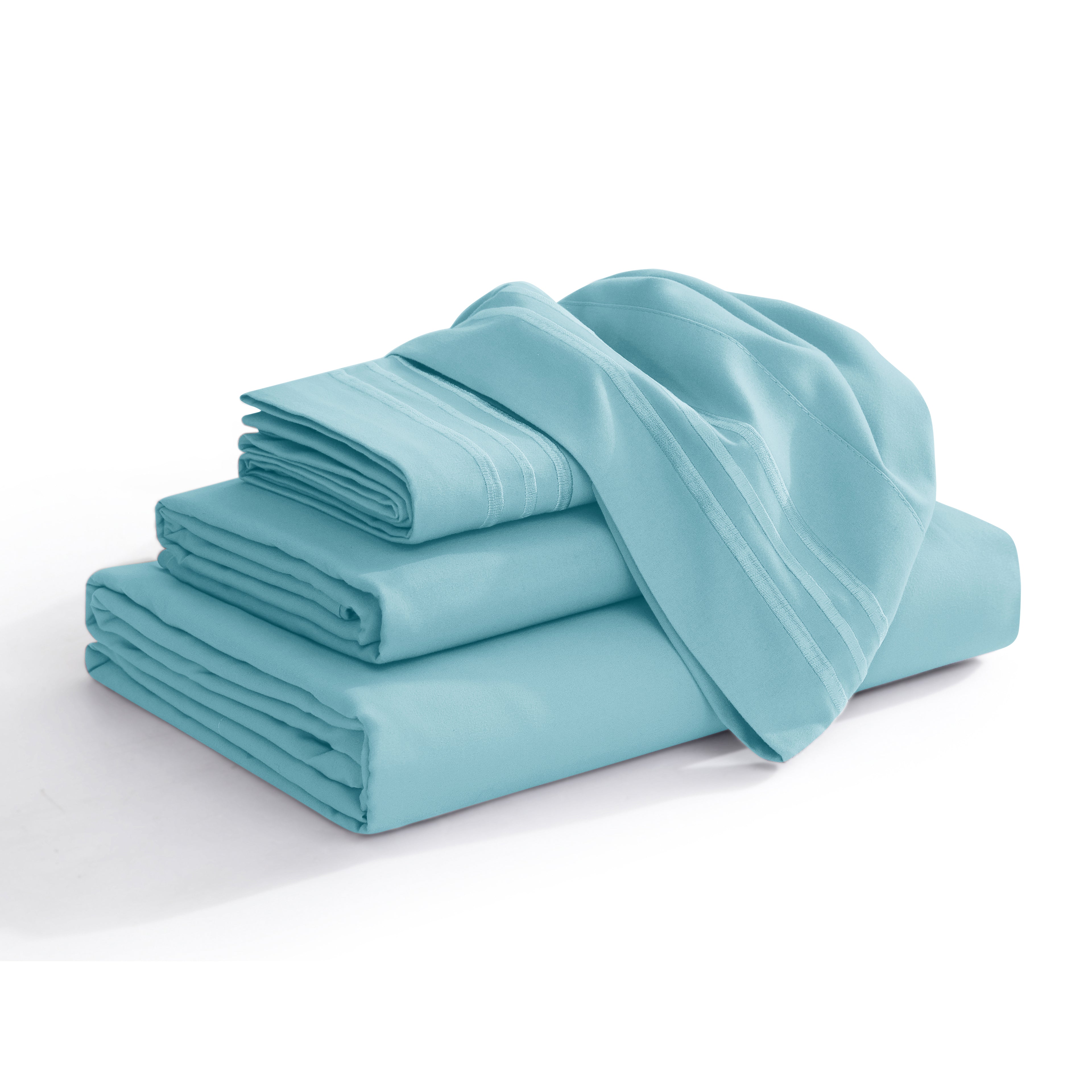 Extra deep 18-24 Inch Pocket 3 Line Embroidery, 4-Piece Sheet Set, Bright Shades