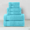 6-Piece Turkish Cotton Three Line Popcorn Towel Set, 2 Washcloths, 2 Hand Towels and 2 Bath Towels