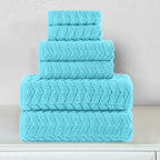 6-Piece Turkish Cotton Braided Towel Set, 2 Washcloths, 2 Hand Towels and 2 Bath Towels