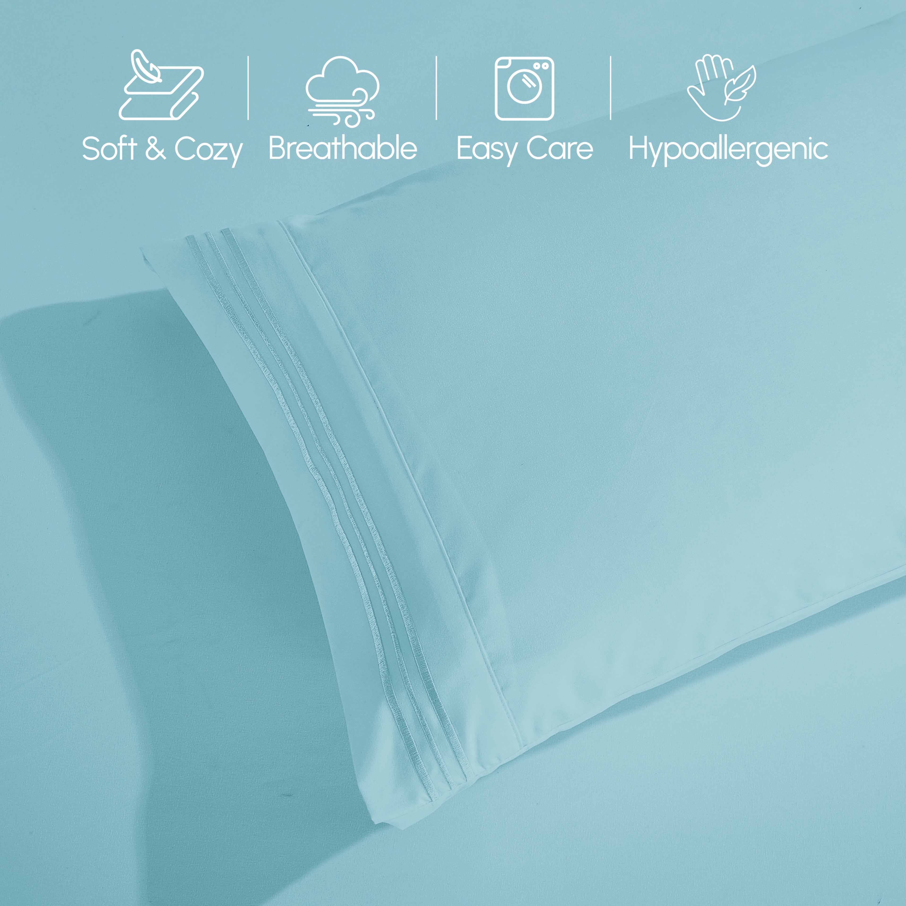 Essential 6-Piece 3-Line Embroidery Sheet Set, Soft as a Hotel Premium Quality, Bright Shades