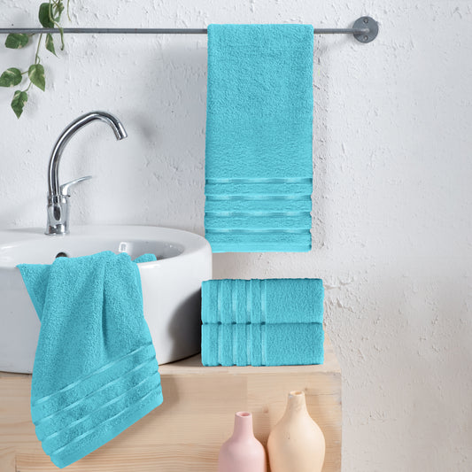 Elegant Comfort 4-Pack Turkish Cotton 4 Lines Stripe Hand Towel Set, 16 x 28 inch