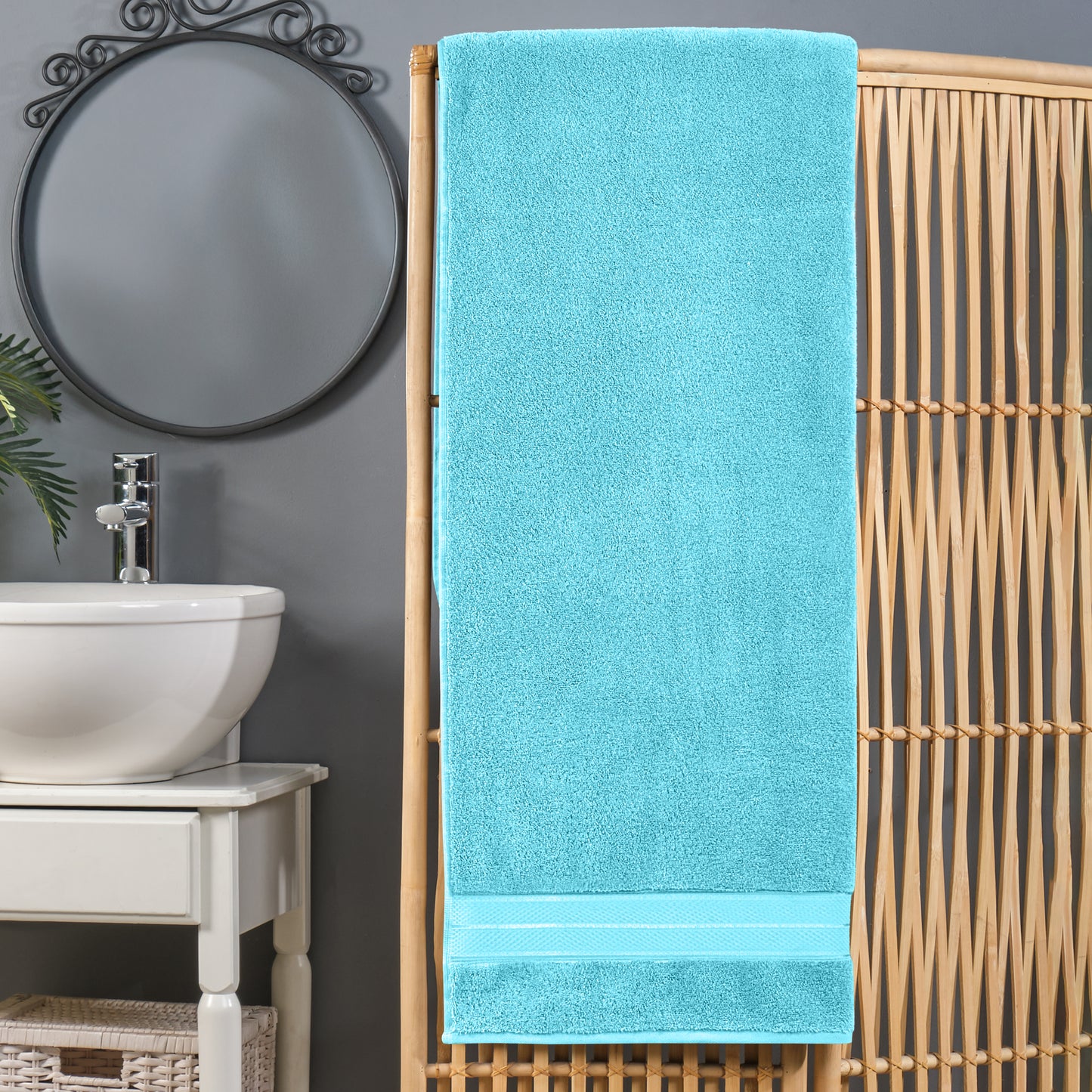 Elegant Comfort 1-Piece Premium Turkish Cotton Three Line Popcorn Oversized Bath Sheet Towel 40 x 80 Inch