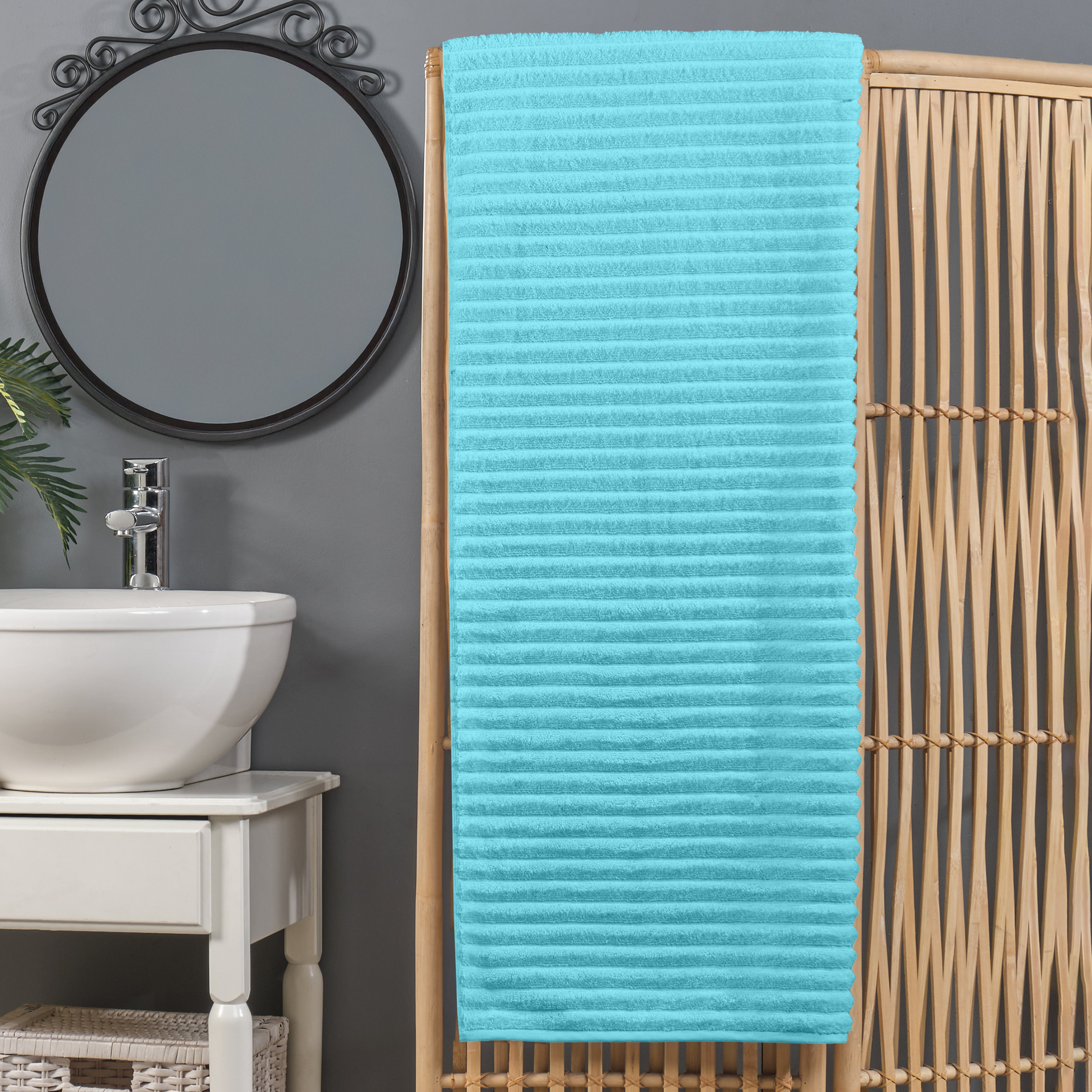 1-Piece Premium Turkish Cotton Corduroy Stripe Oversized Bath Sheet Towel 40 x 80 Inch