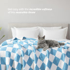 50" x 70"  Ultra Soft Checkered Knitted Throw Blanket