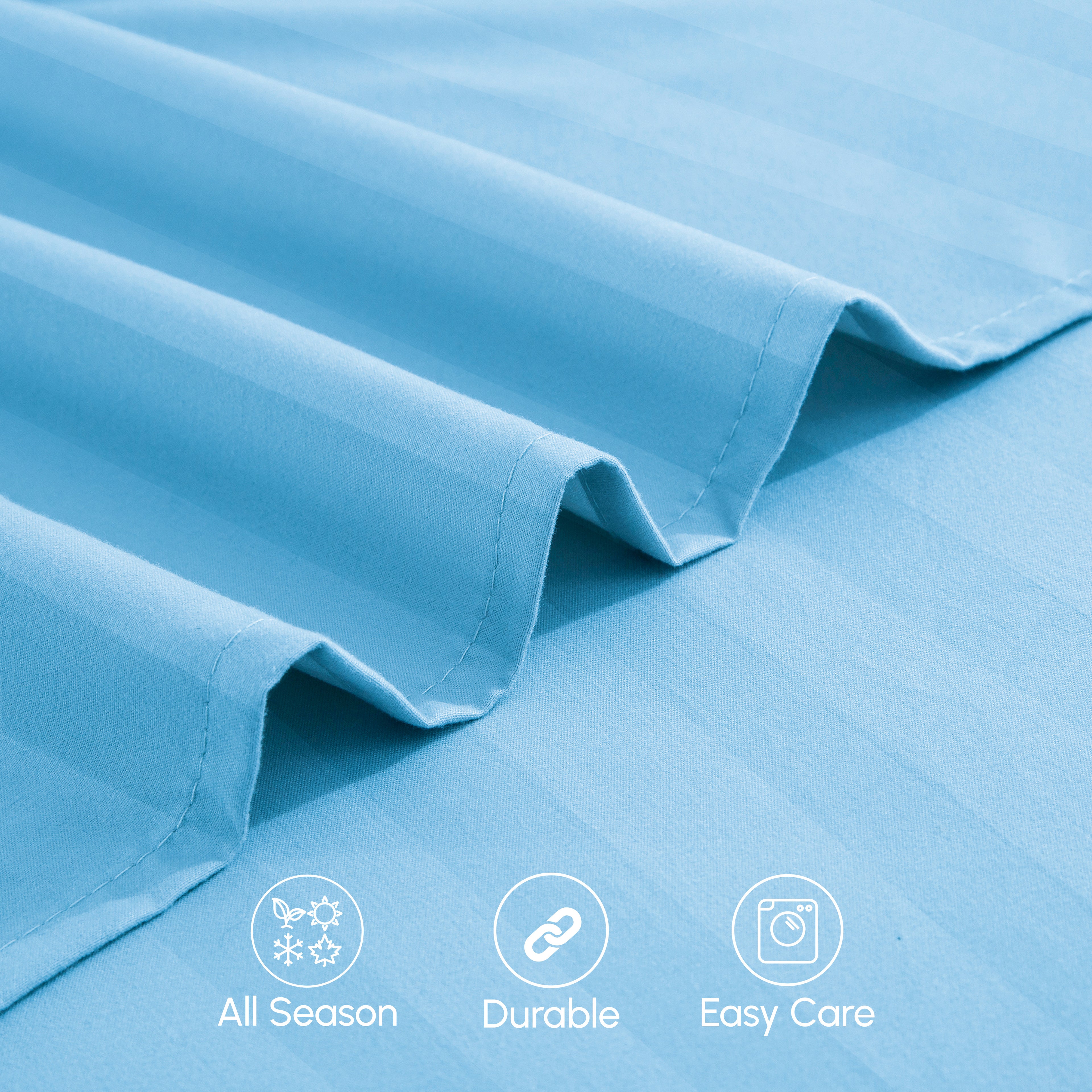 6-Piece Dobby Stripe Printed Bed Sheet Set- Soft as a Hotel Premium Quality