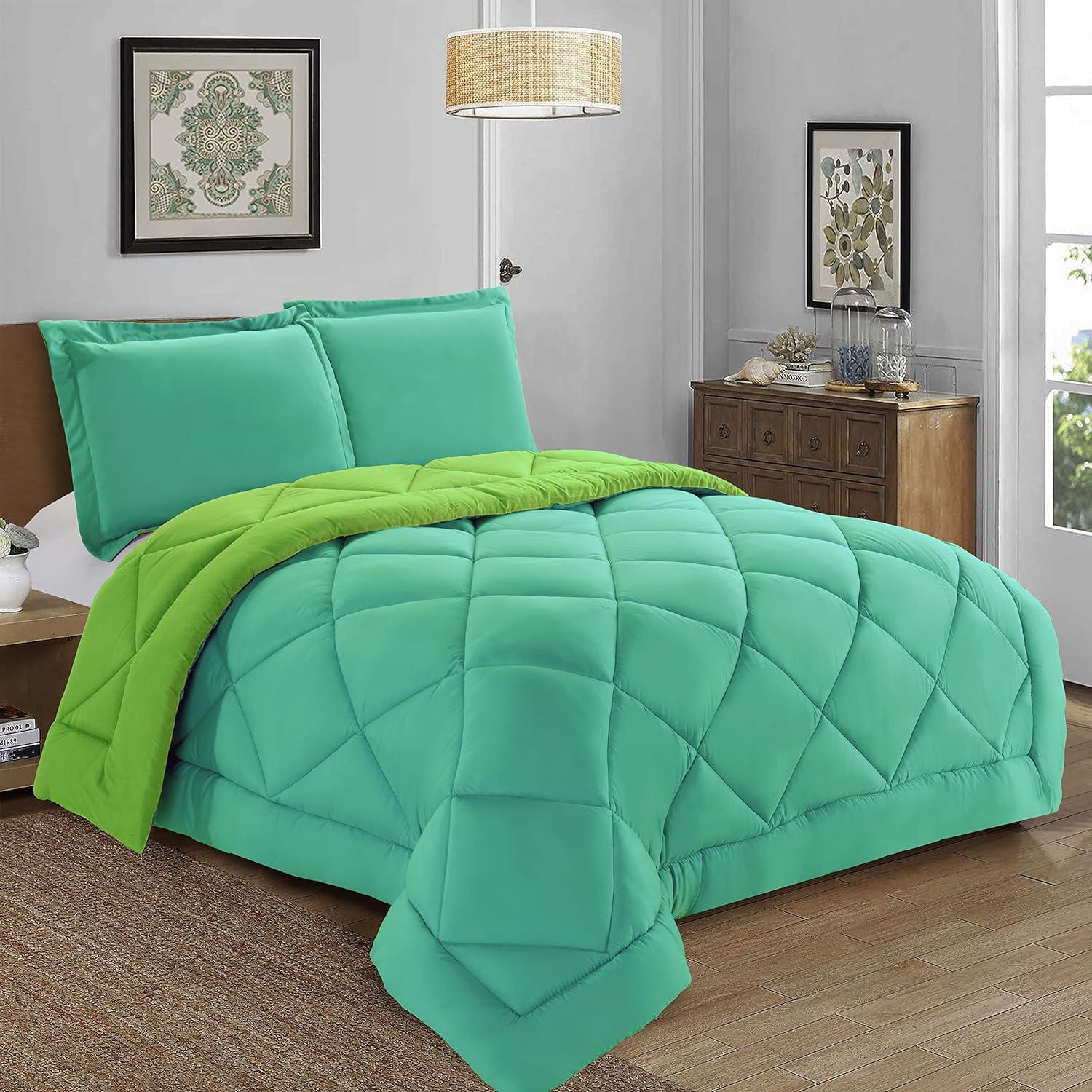 3-Piece Reversible Diamond Stitched Comforter & Shams