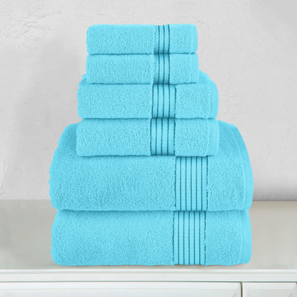 Elegant Comfort 6-Piece Turkish Cotton Towel Set, 2 Washcloths, 2 Hand Towels and 2 Bath Towels