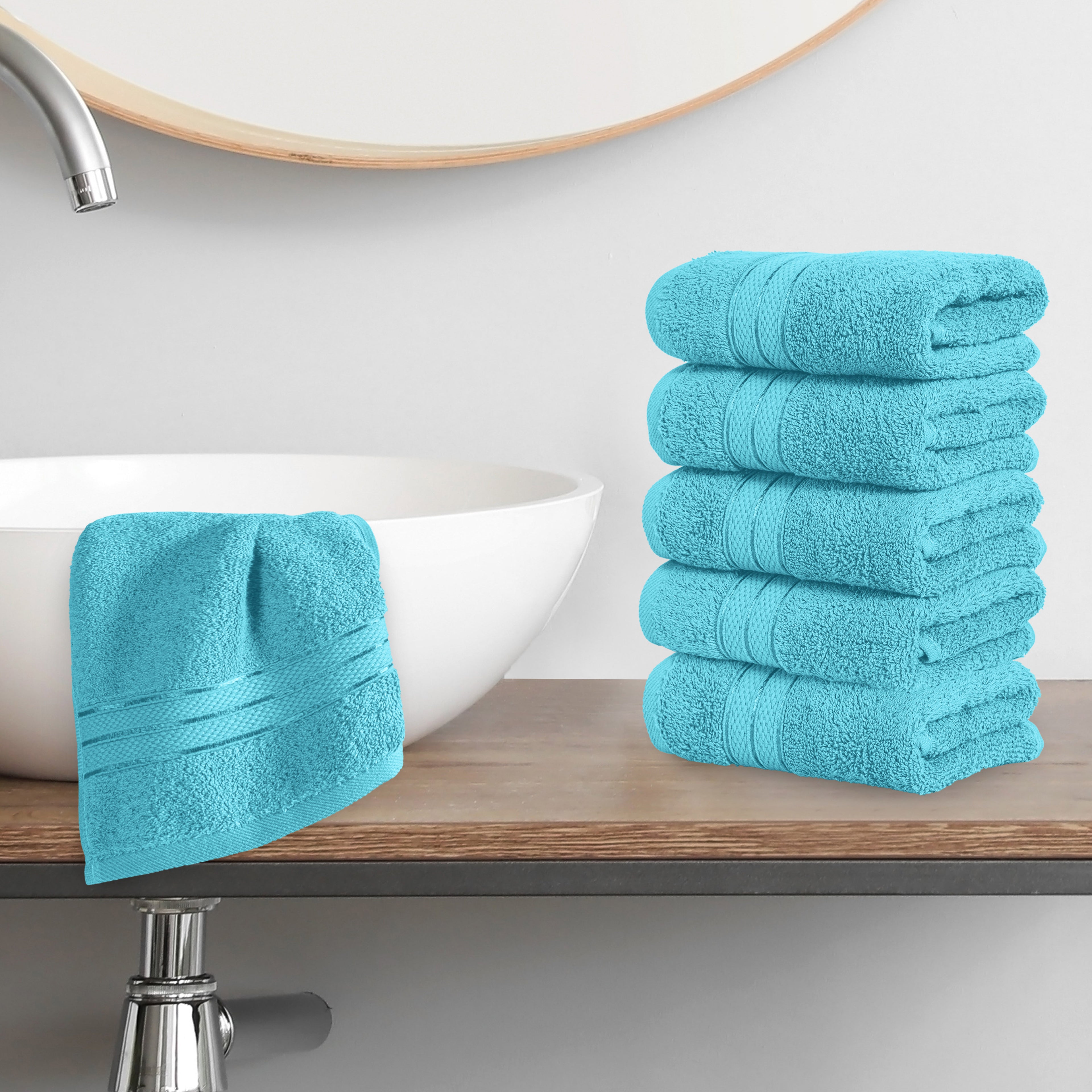 6-Pack Premium Turkish Cotton Three Line Popcorn Washcloths Set ( 13" x 13")