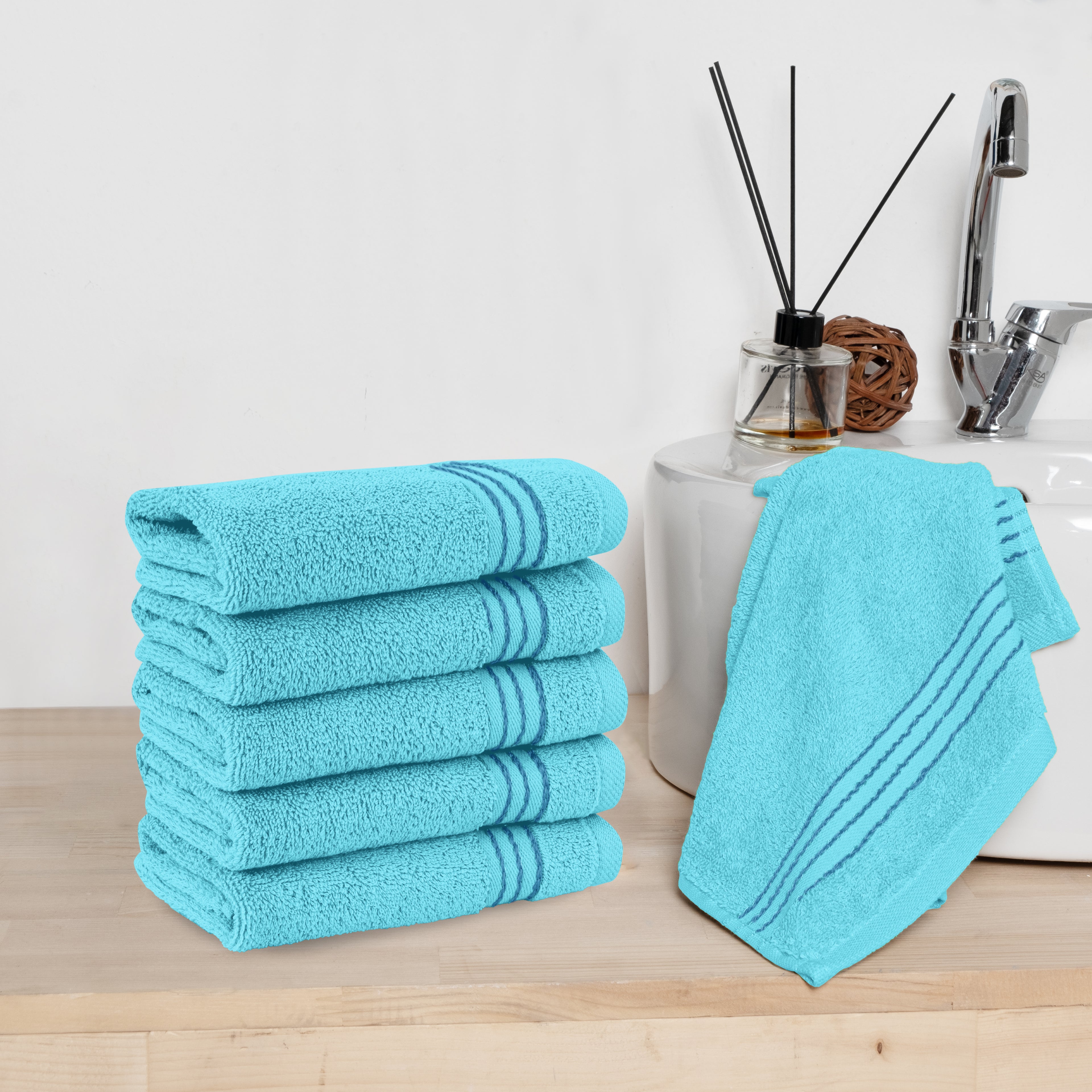 6-Pack Premium Turkish Cotton Washcloths Set, 13 x 13 inch