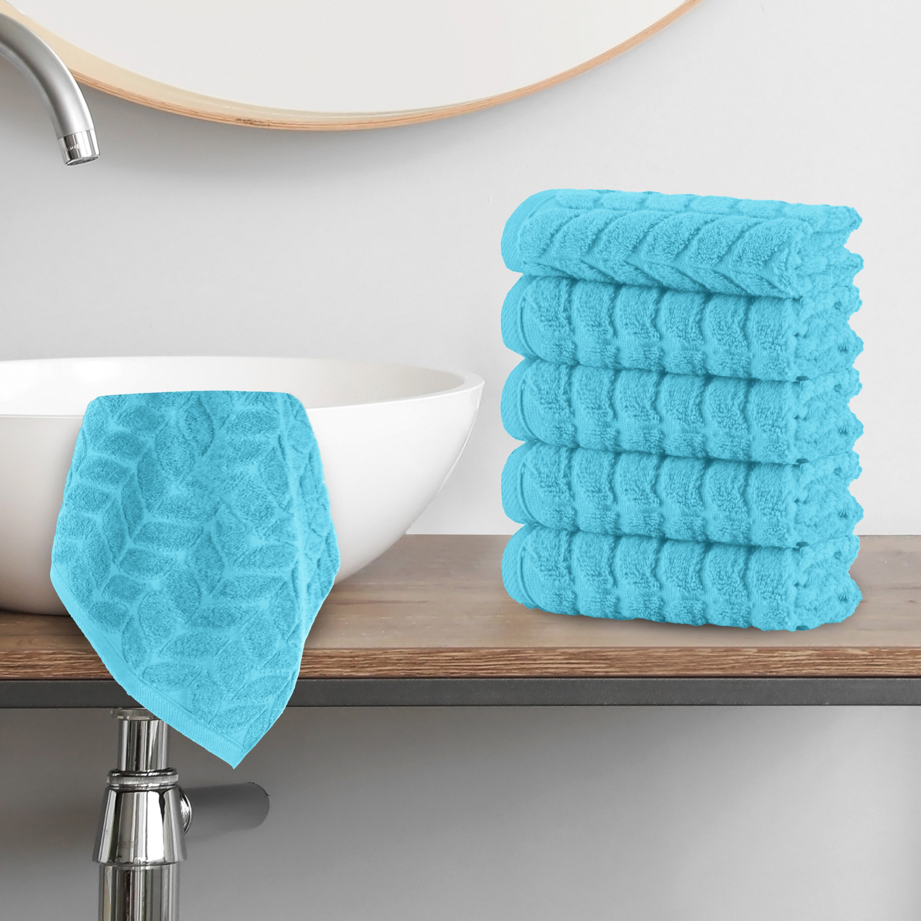 6-Pack Premium Turkish Cotton Braided Washcloths Set, 13 x 13 inch