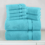 8-Piece Turkish Cotton Towel Set, 4 Washcloths, 2 Hand Towels and 2 Bath Towels