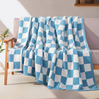 50" x 70"  Ultra Soft Checkered Knitted Throw Blanket