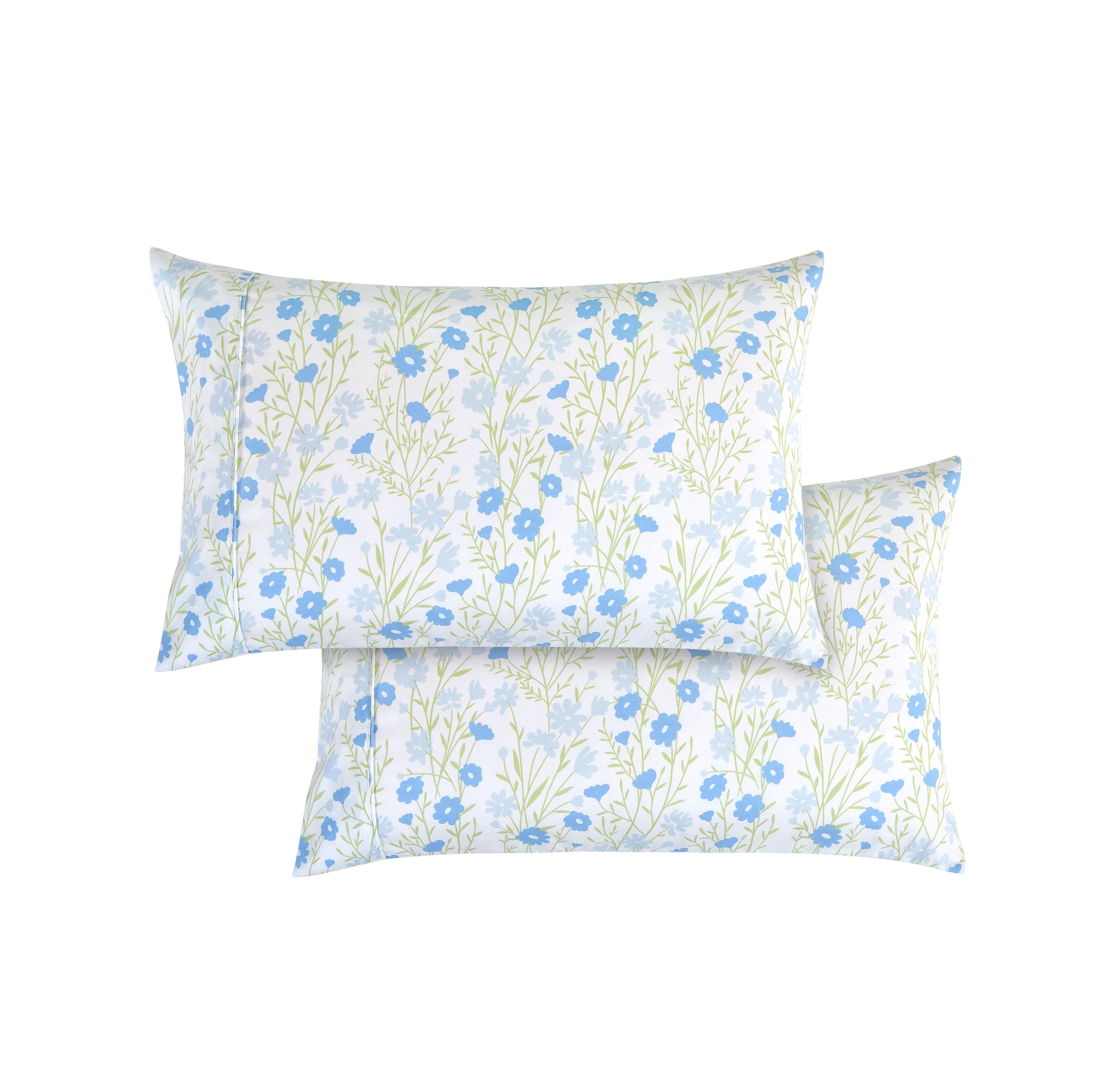 Set of 2 Floral and Stripe Pattern Pillowcases