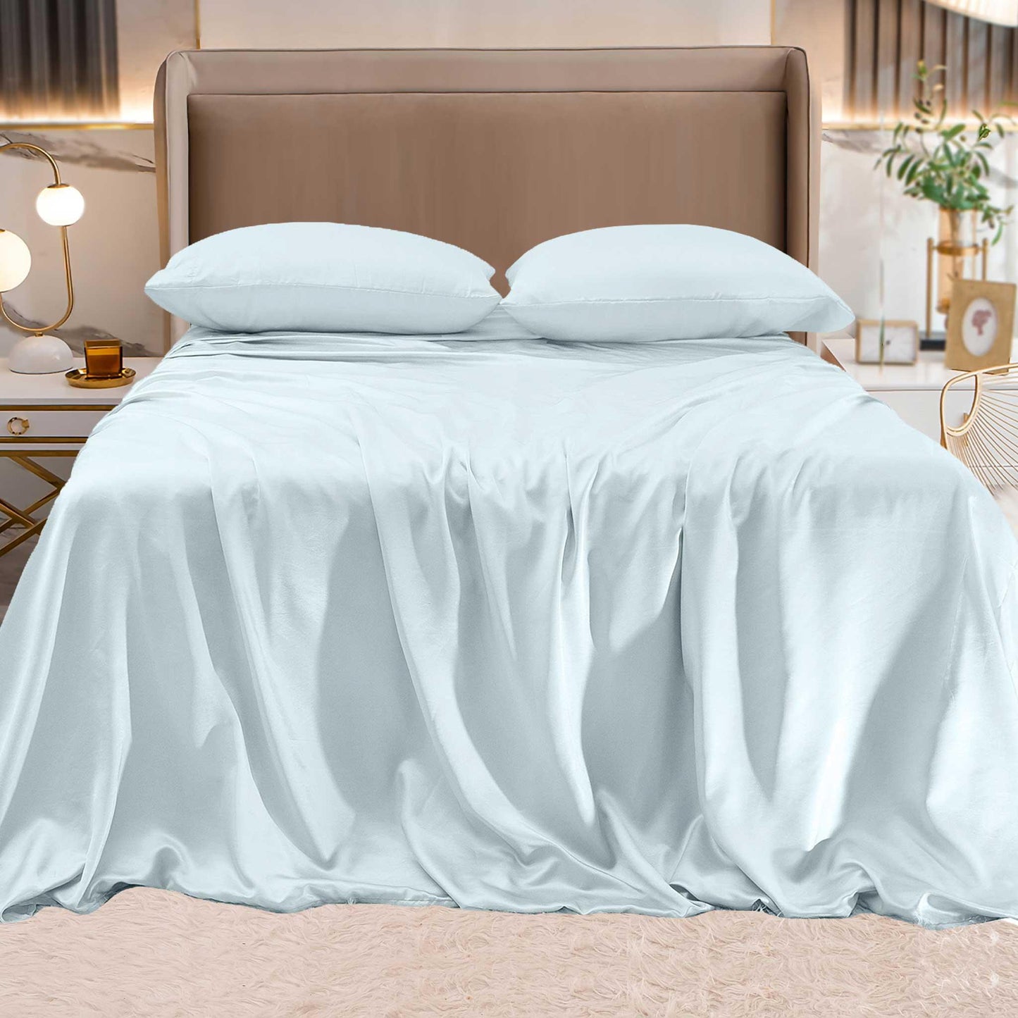 Elegant Comfort Fine 4-Piece Silky Satin Sheet Set, Bright Shades