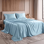 Fine 4-Piece Silky Satin Sheet Set, Bright Shades
