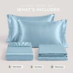 Fine 4-Piece Silky Satin Sheet Set, Bright Shades
