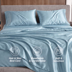 Fine 4-Piece Silky Satin Sheet Set, Bright Shades