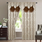 Set of 2 Aurora Curtain Panels- Attached Valance - Rod Pocket- 54" W x 84" L