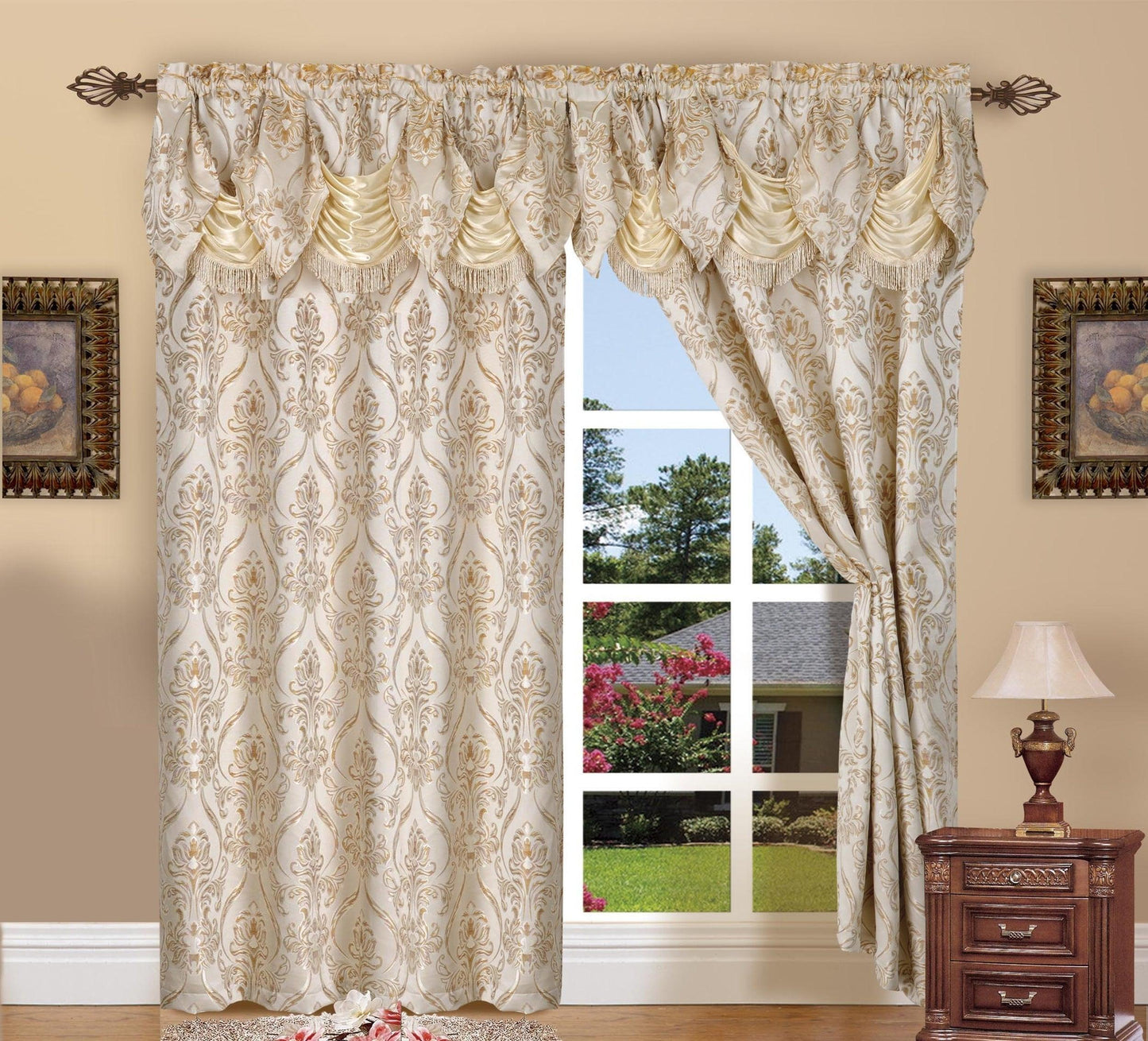 Elegant Comfort Set of 2 Penelope Jacquard Look Curtain Panels - 54" W x 84" L