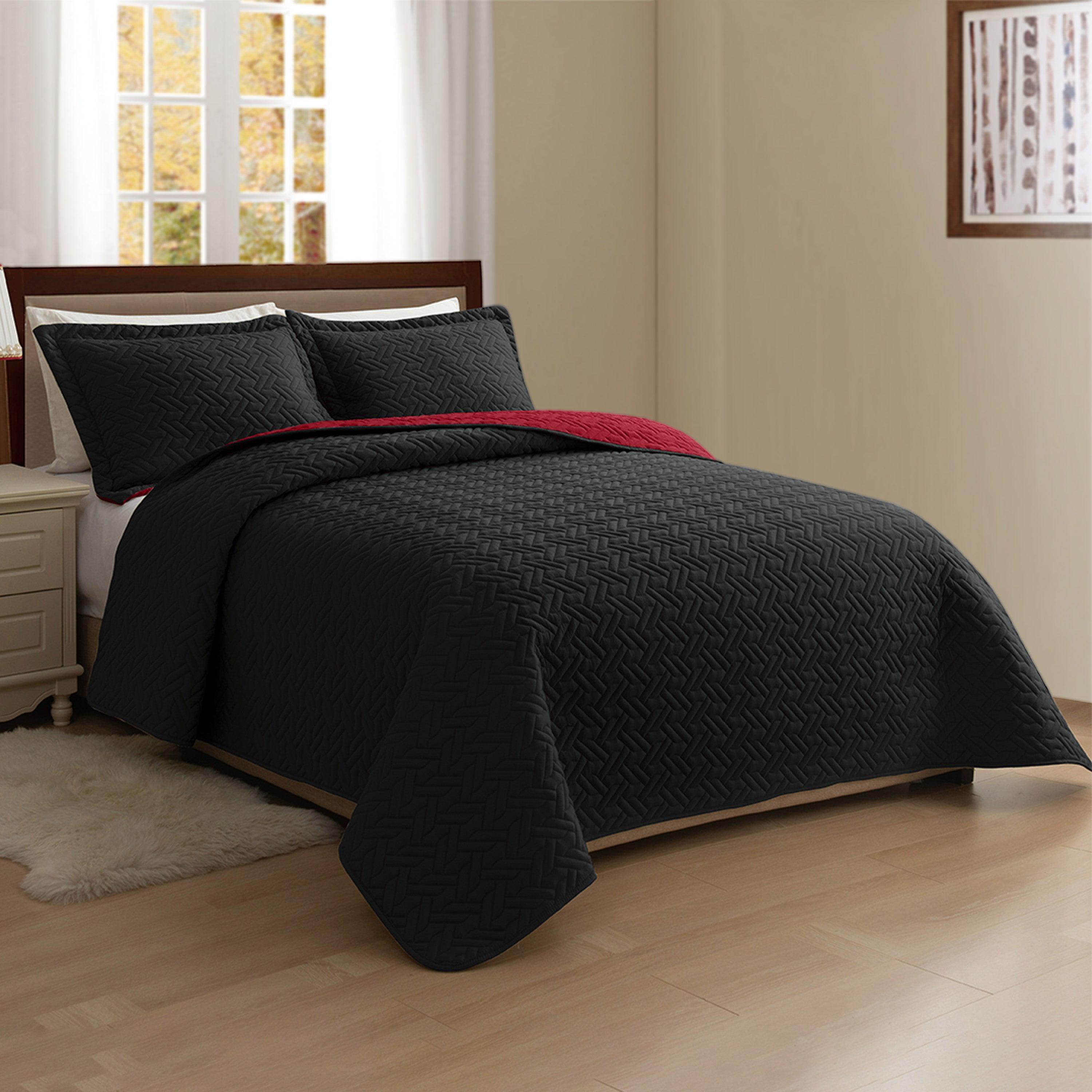 3-Piece Majestic Quilted Reversible Bedspread Coverlet Set