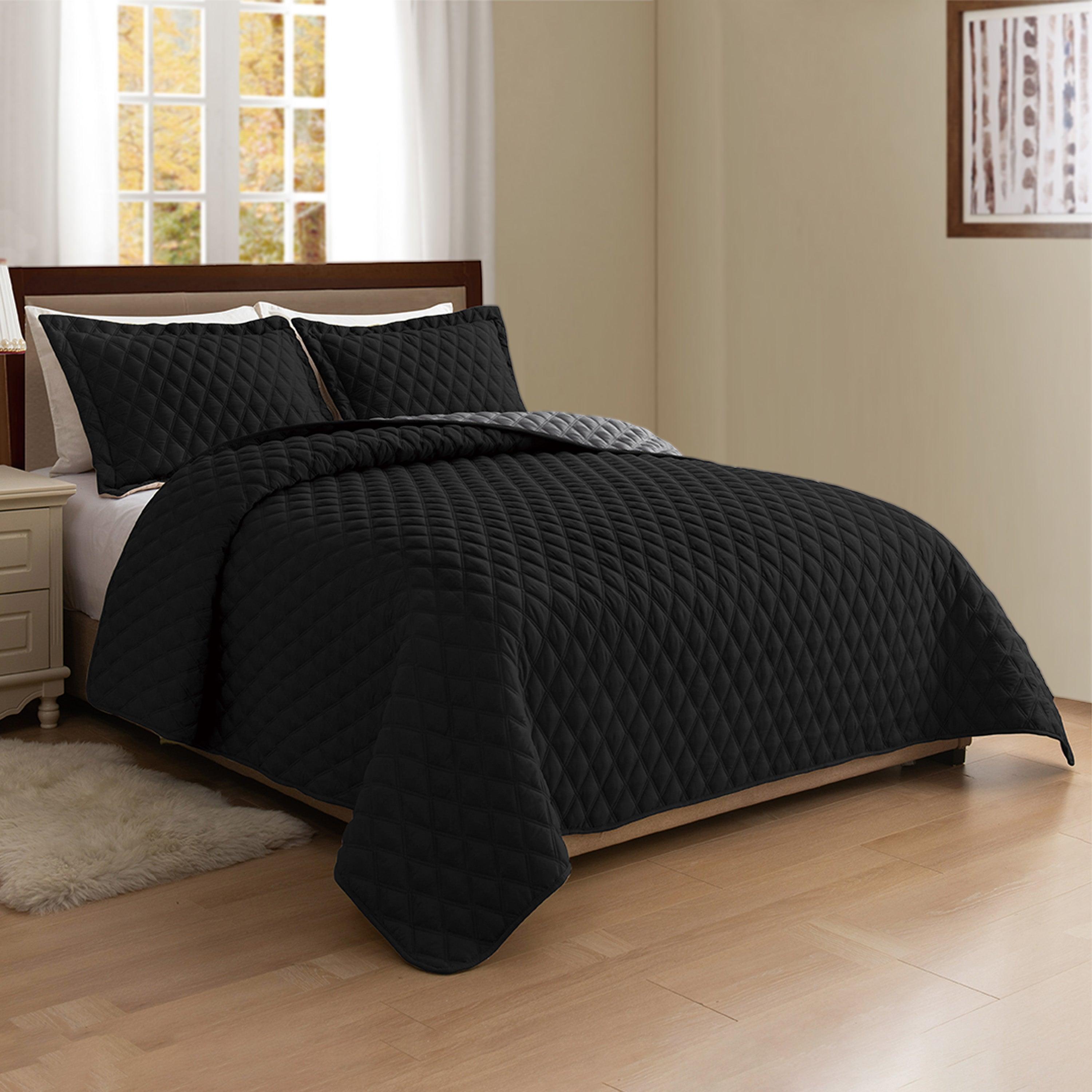 3-Piece Diamond Quilted Reversible Bedspread Coverlet Set
