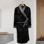 Men Shawl Collar Velvet Fleece Long Bathrobe