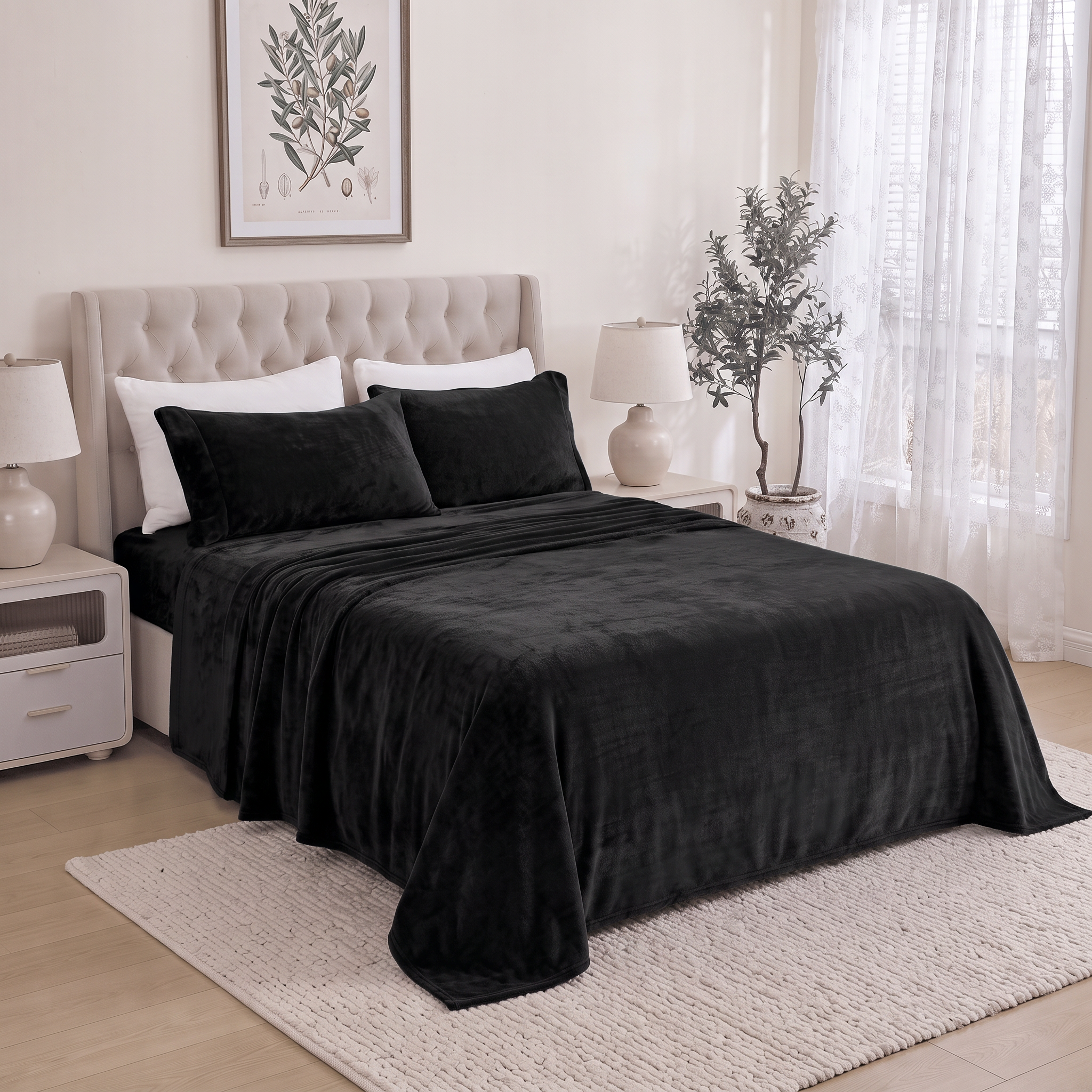 4-Piece Velvet Plush Flannel Sheet Set