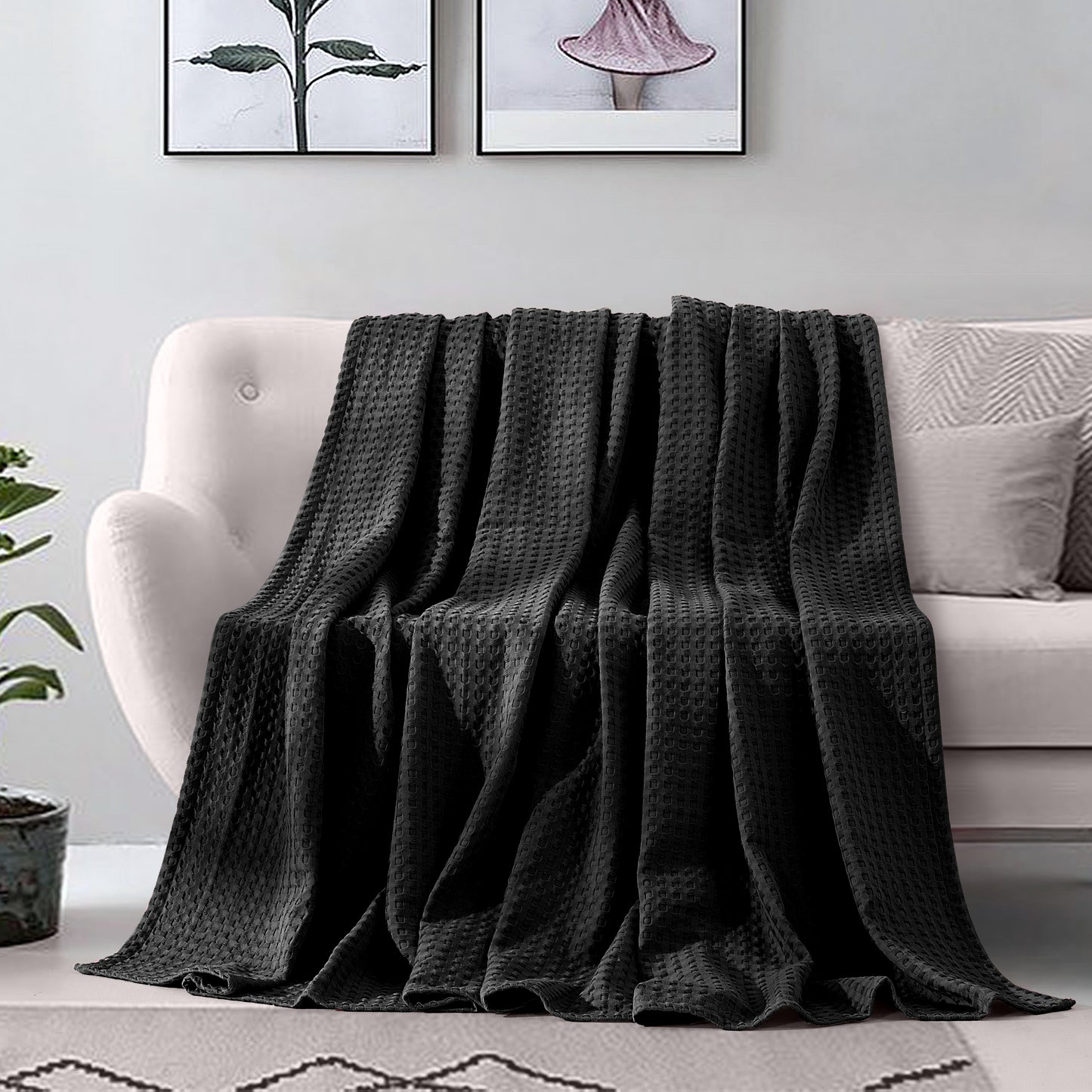 Elegant Comfort Cotton Waffle Blanket