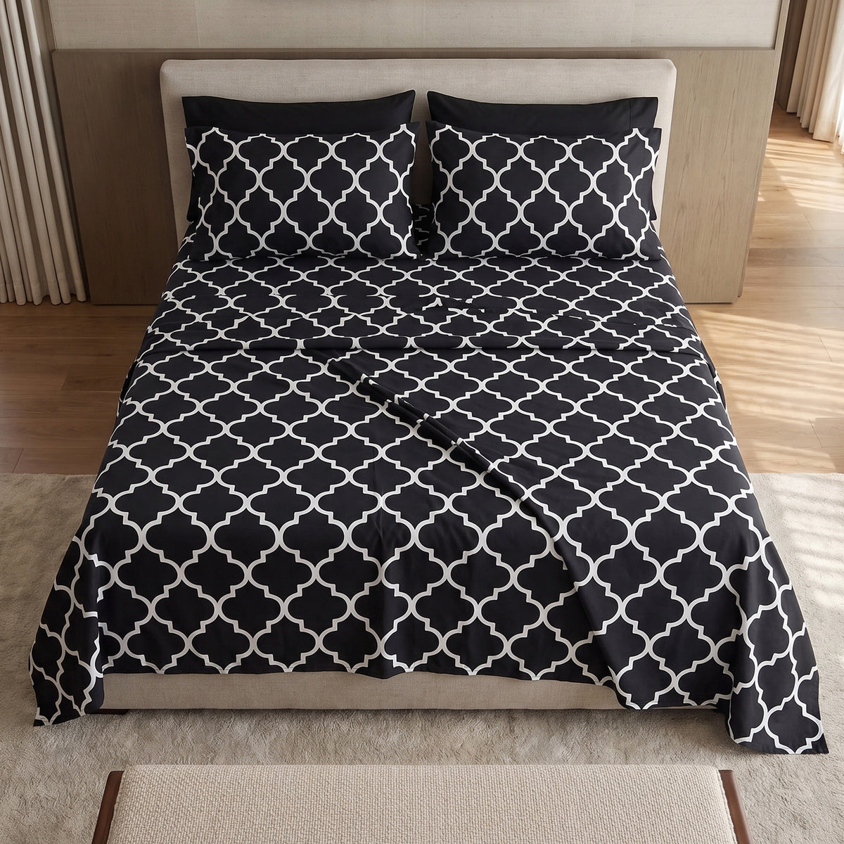 6-Piece Moroccan Trellis Printed Pattern - Soft as a Hotel Premium Quality