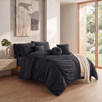10-Piece Pleated Comforter Set - Includes 4-Piece Sheet Set with Double Sided Storage Pockets