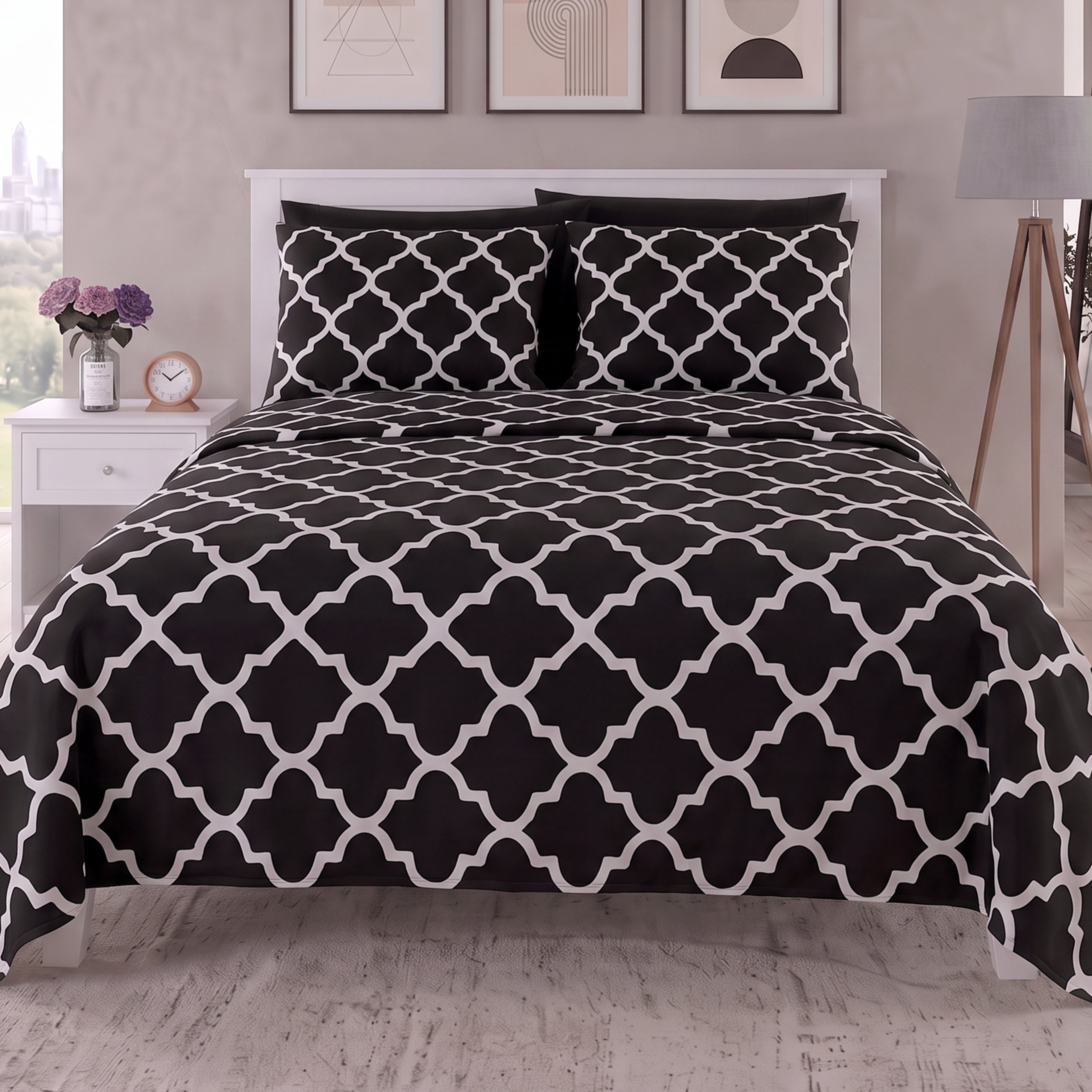 6-Piece Moroccan Trellis Printed Pattern - Soft as a Hotel Premium Quality