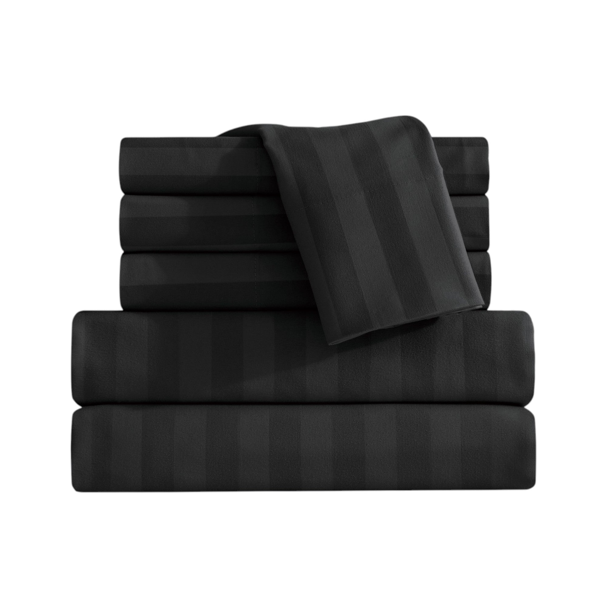 6-Piece Dobby Stripe Printed Bed Sheet Set- Soft as a Hotel Premium Quality