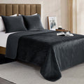 3-Piece Velvet Corduroy Stripe Quilted Bedspread Coverlet Set
