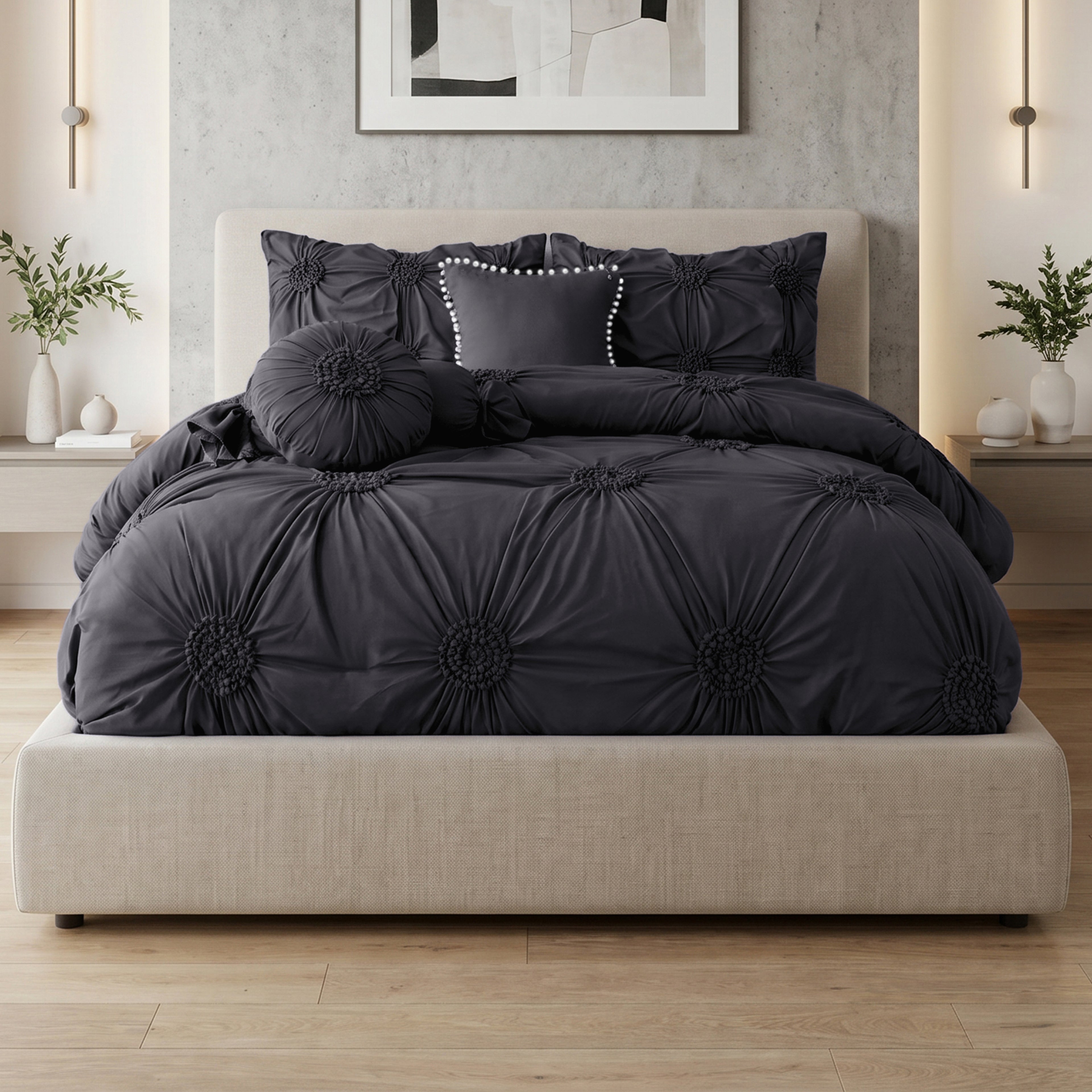 10-Piece Sunflower Comforter Set - Includes 4-Piece Sheet Set with Double Sided Storage Pockets