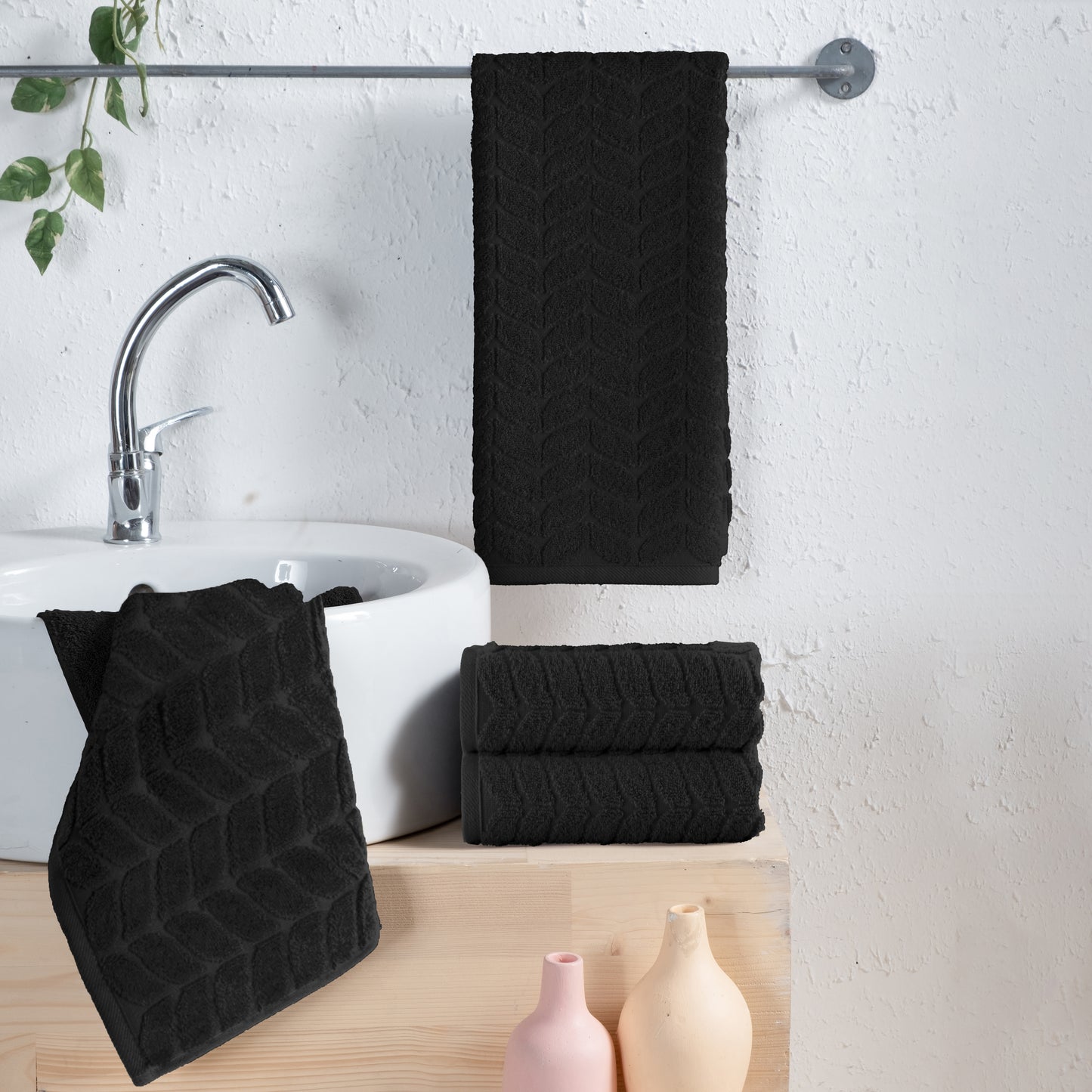 Elegant Comfort 4-Pack Premium Turkish Cotton Braided Hand Towel Set, 16 x 28 inch