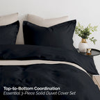 Essential 3-Piece Solid Duvet Cover Set