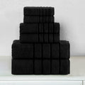 6-Piece Turkish Cotton 4 Lines Stripe Towel Set, 2 Washcloths, 2 Hand Towels and 2 Bath Towels
