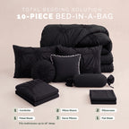 10-Piece Sunflower Comforter Set - Includes 4-Piece Sheet Set with Double Sided Storage Pockets