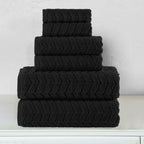 6-Piece Turkish Cotton Braided Towel Set, 2 Washcloths, 2 Hand Towels and 2 Bath Towels