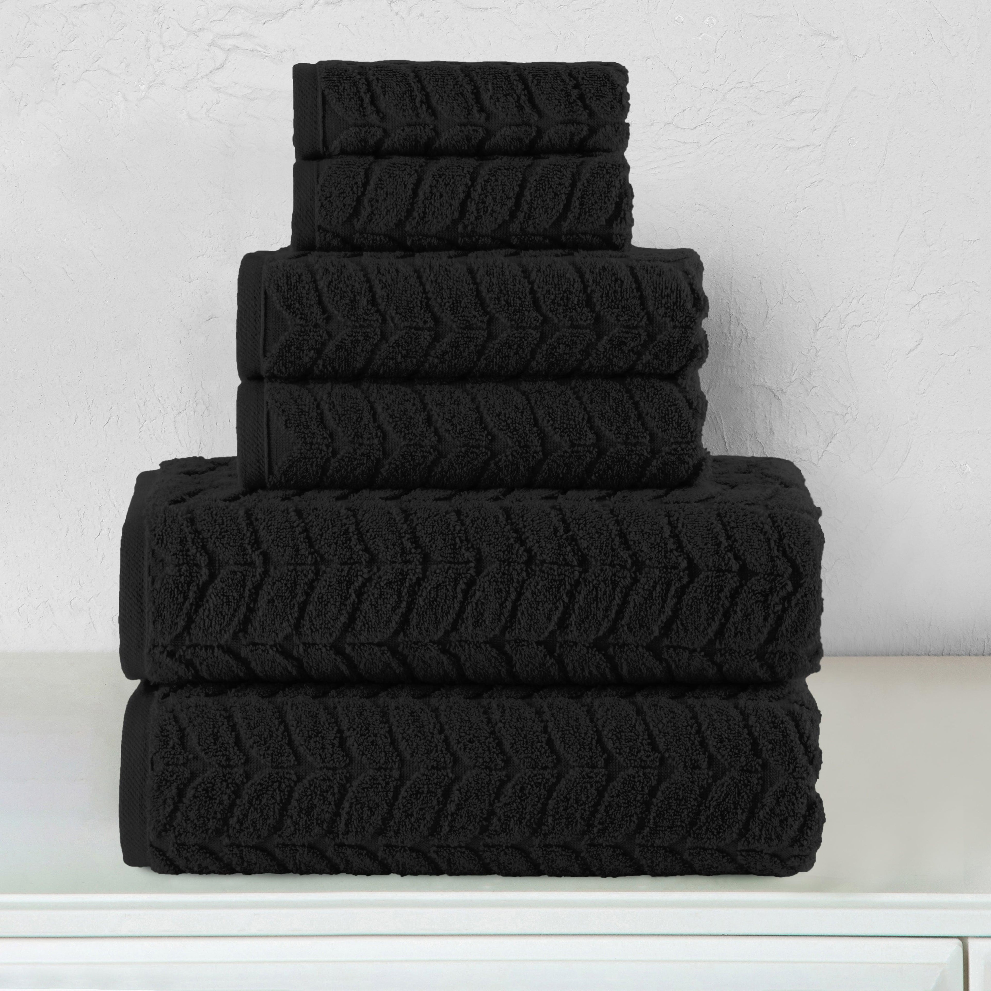 6-Piece Turkish Cotton Braided Towel Set, 2 Washcloths, 2 Hand Towels and 2 Bath Towels