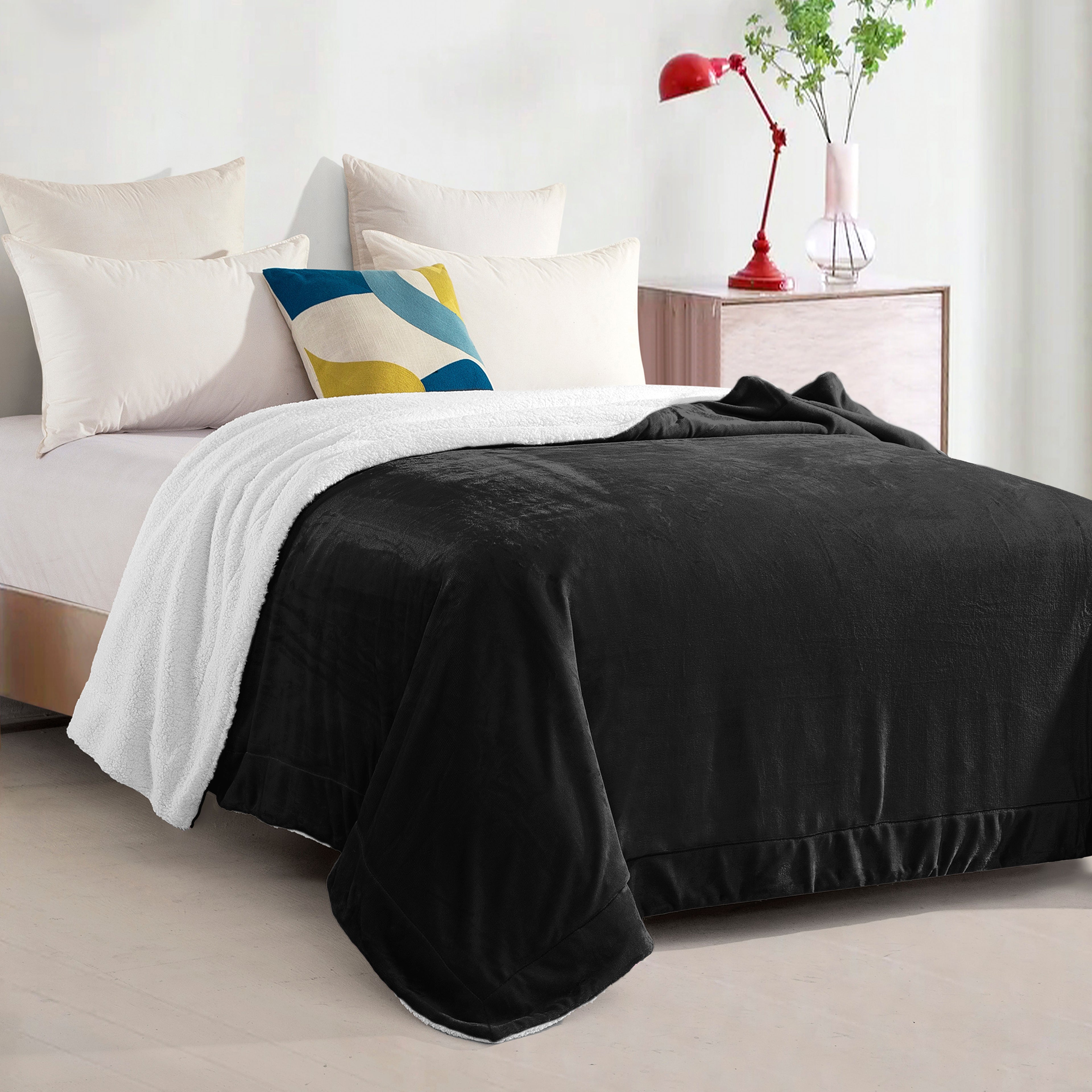 Reversible Sherpa Throw Blanket - Sherpa Back Throw Blanket
