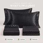 Fine 4-Piece Silky Satin Sheet Set, Moody Shades