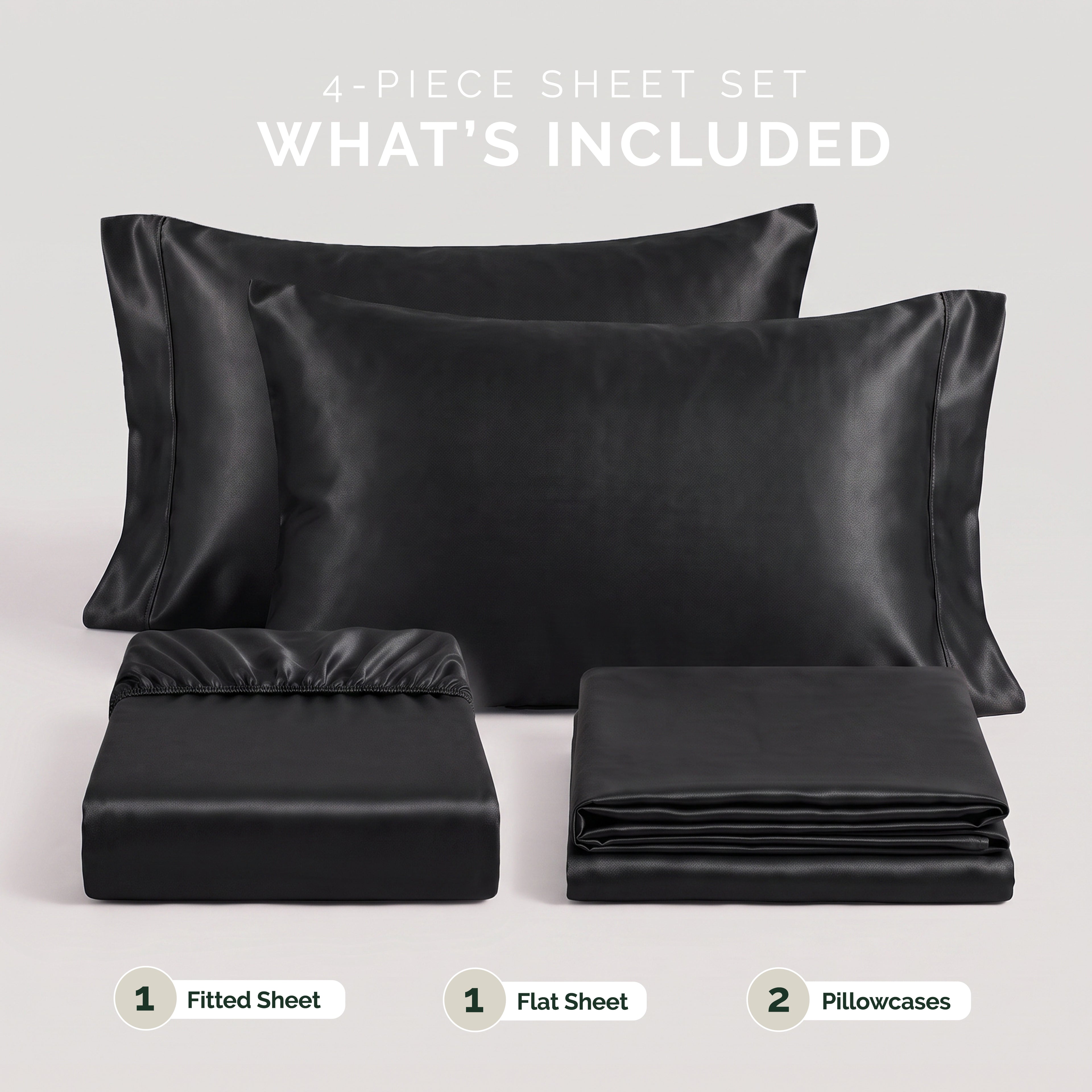 Fine 4-Piece Silky Satin Sheet Set, Moody Shades