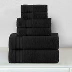 6-Piece Turkish Cotton Three Line Popcorn Towel Set, 2 Washcloths, 2 Hand Towels and 2 Bath Towels