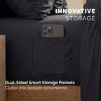 10-Piece Pleated Comforter Set - Includes 4-Piece Sheet Set with Double Sided Storage Pockets