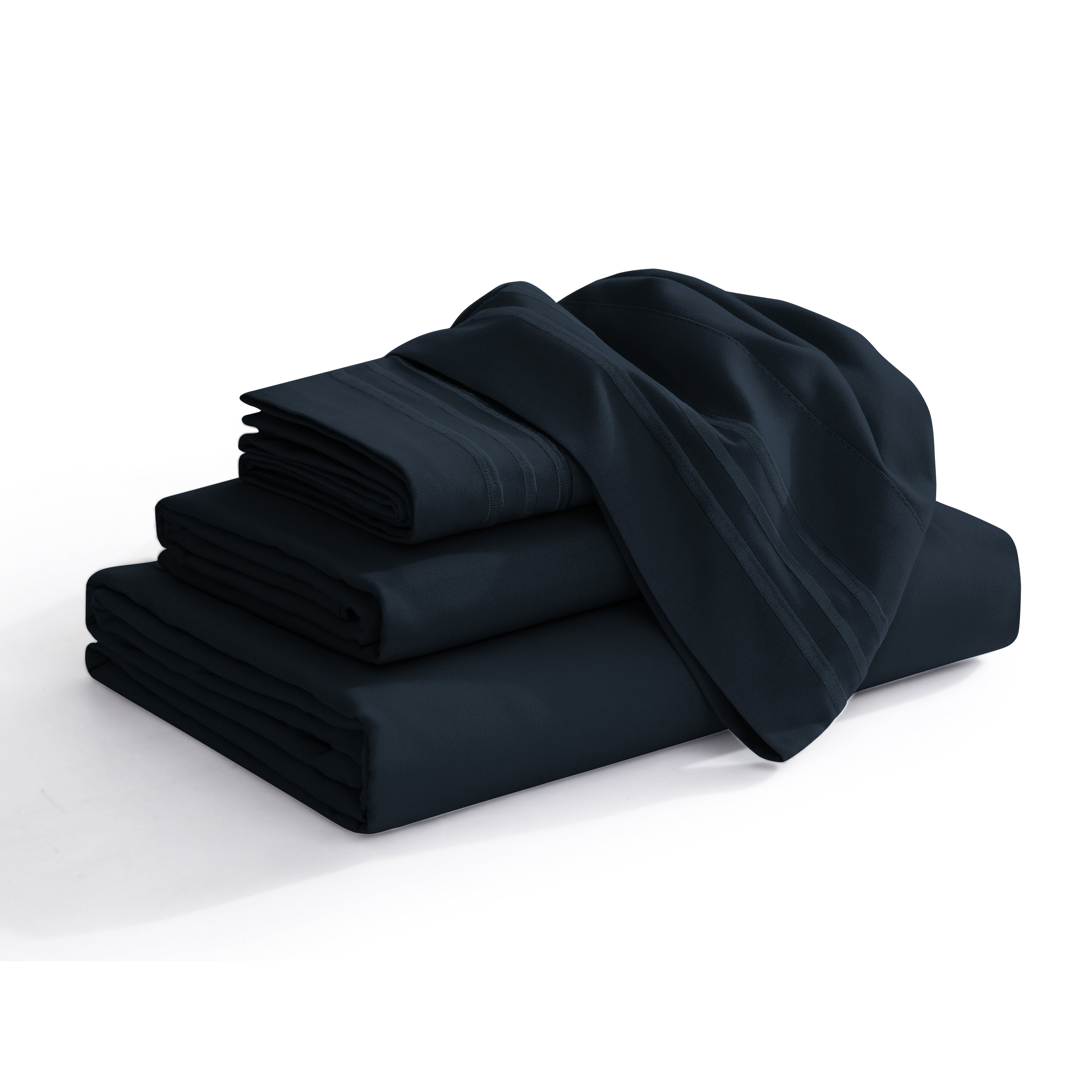Extra deep 18-24 Inch Pocket 3 Line Embroidery, 4-Piece Sheet Set, Moody Shades