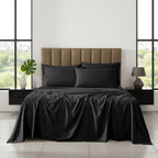6-Piece Dobby Stripe Printed Bed Sheet Set- Soft as a Hotel Premium Quality