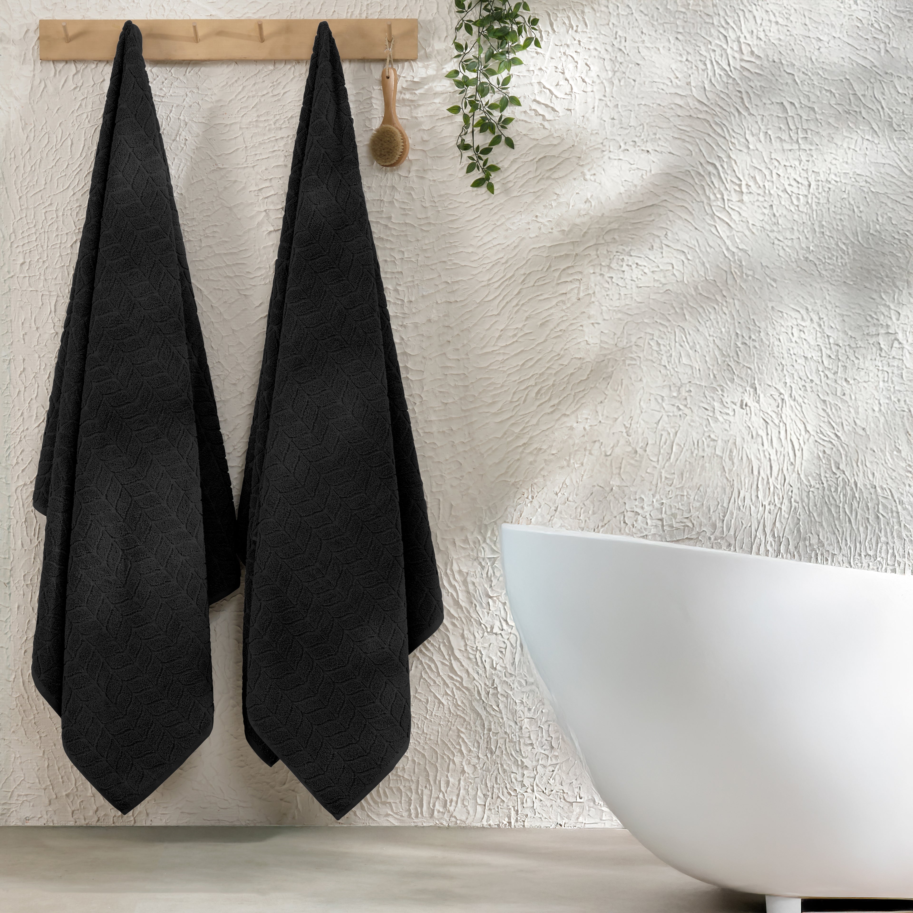 2-Pack Premium Turkish Cotton Braided Bath Towel Set, 27 x 54 inch
